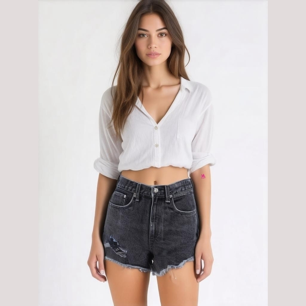 Rag and Bone Distressed Black Denim Women's Shorts (IDO style)